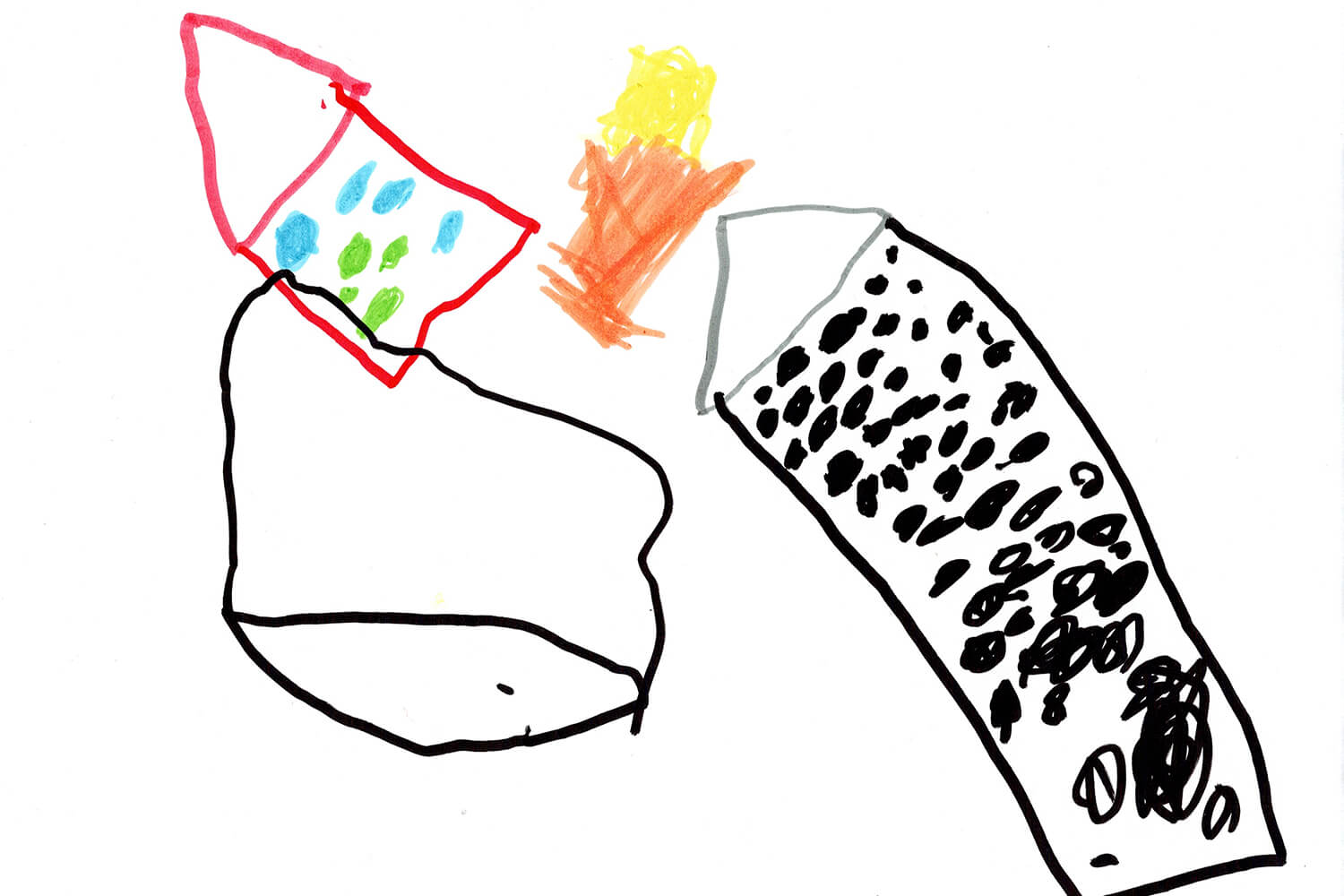 Maya’s original drawing of colorful houses with patterned windows